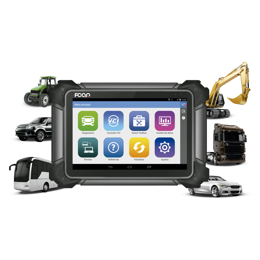 Escáner diagnóstico automotriz FCAR F7S-G para camiones, maquinaria y vehículos multimarca, compatible con sistemas de 12 y 24 voltios
